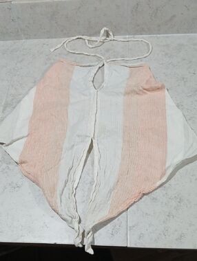 Striped Peach and White Halter Top